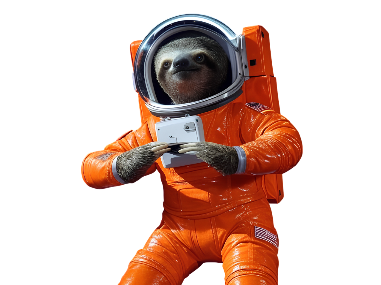 A floating astronaut in a space suit